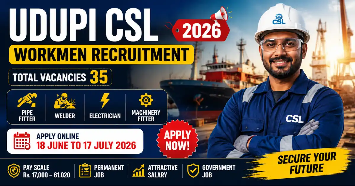 Udupi CSL Workmen Recruitment 2026