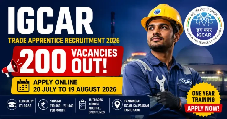 IGCAR Trade Apprentice Recruitment 2026