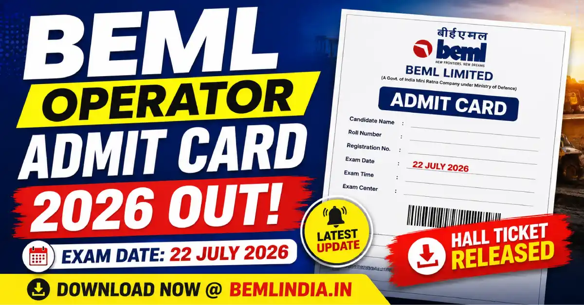 BEML Operator Admit Card 2026