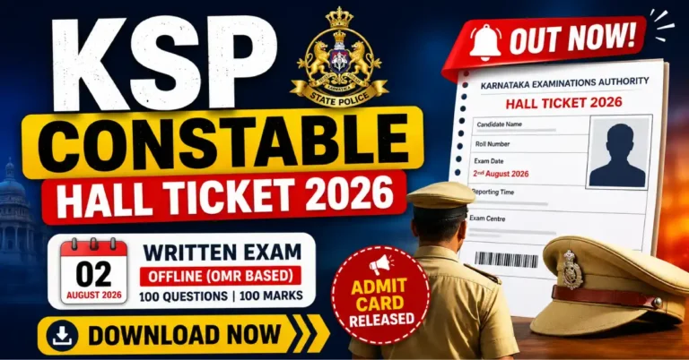 KSP Constable Hall Ticket 2026