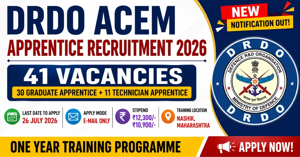 DRDO ACEM Apprentice Recruitment 2026