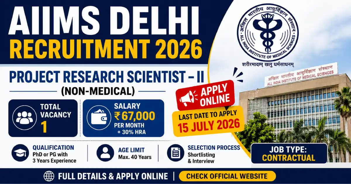 AIIMS Delhi Project Research Scientist II Recruitment