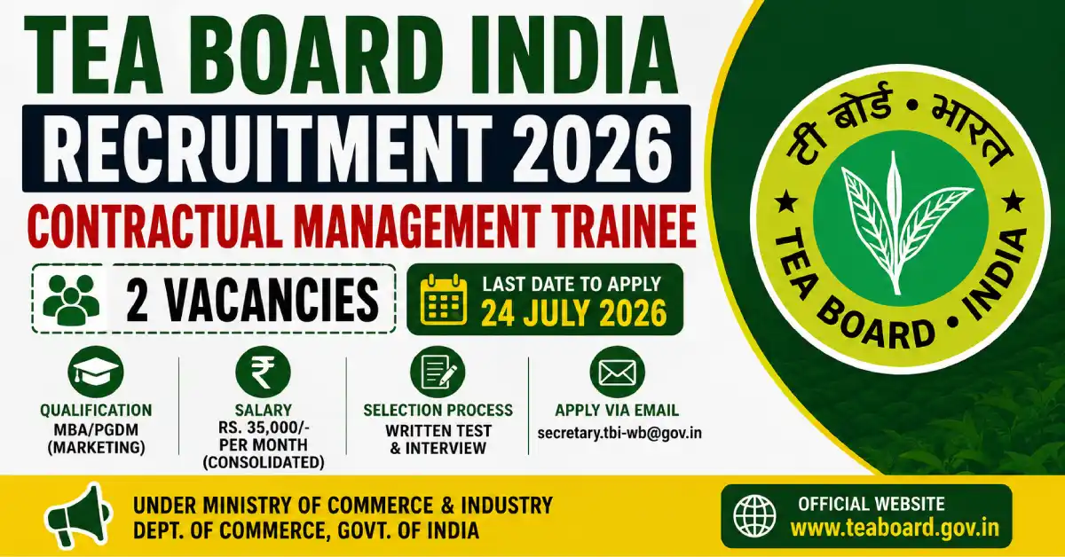 Tea Board India Contractual Management Trainee Recruitment