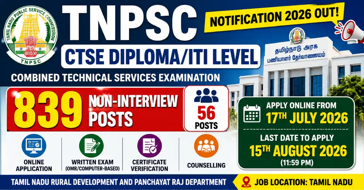 TNPSC CTSE Diploma/ITI Level Recruitment 2026