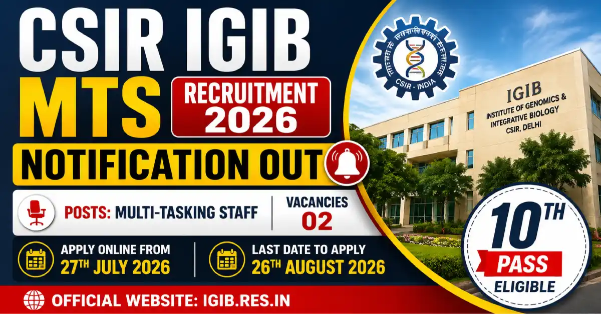 CSIR IGIB MTS Recruitment 2026