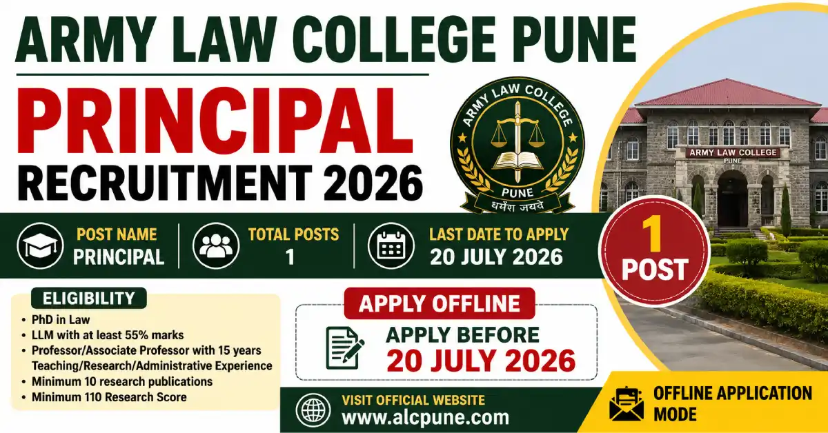 Army Law College Pune Principal Recruitment
