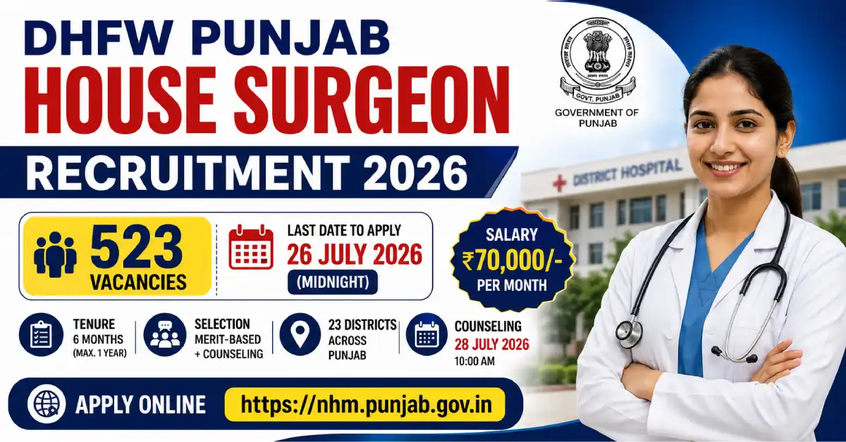 DHFW Punjab House Surgeon Recruitment 2026