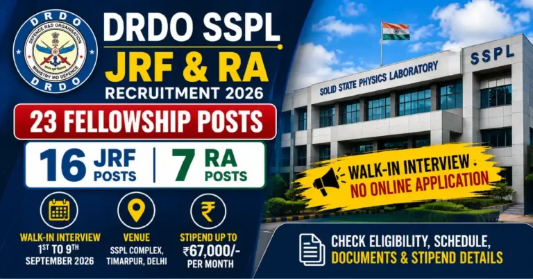 DRDO SSPL JRF & RA Recruitment 2026