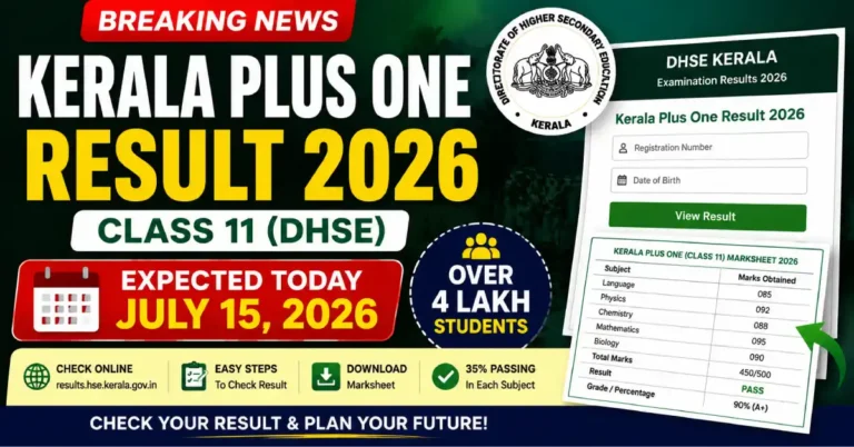Kerala Plus One Result 2026