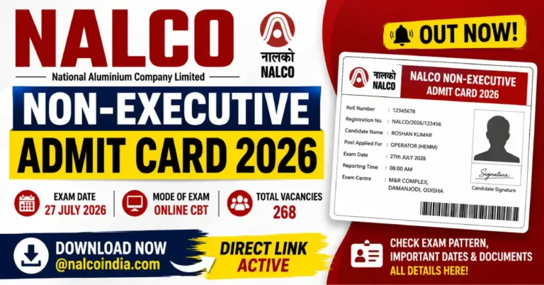 NALCO Non-Executive Admit Card 2026